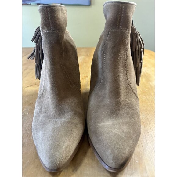 Nine West Retrolook Wedge Suede Tassel Booties 7-7.5 - Picture 3 of 13